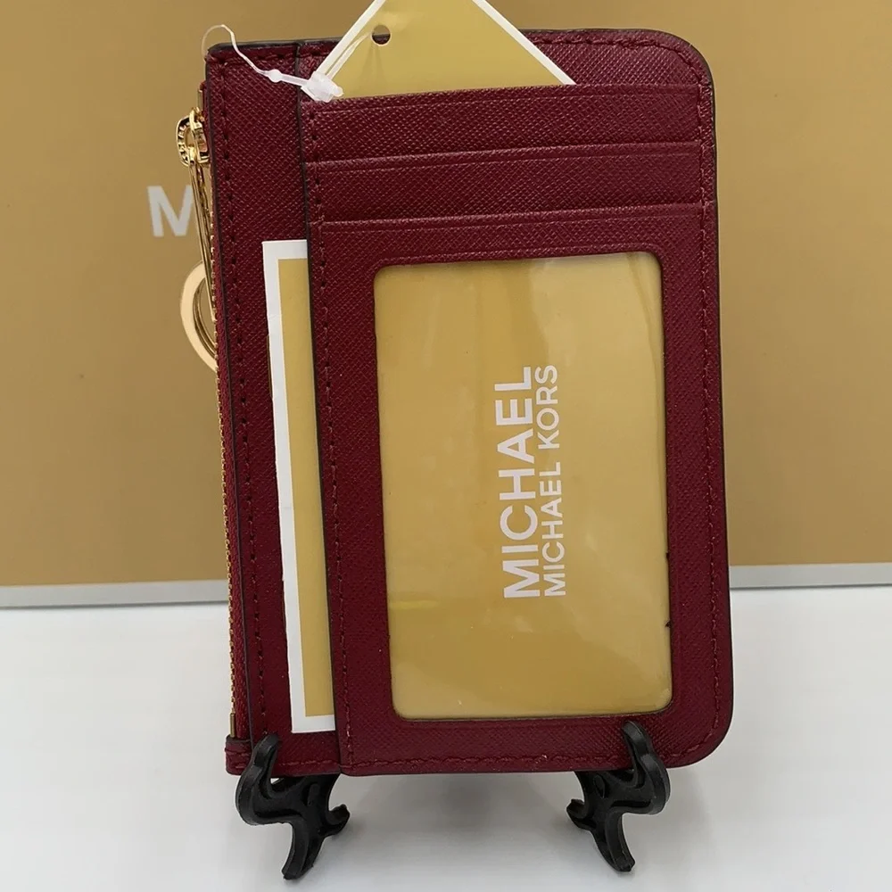 MICHAEL KORS SMALL TOP ZIP COINPOUCH WITH ID CARD MULBERRY COLOR NWT